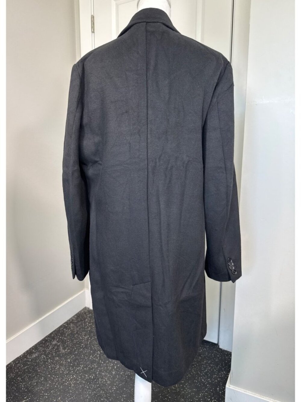 Alfani Mens Black Wool Blend Overcoat Size M Indonesia Dress Office - Picture 11 of 14
